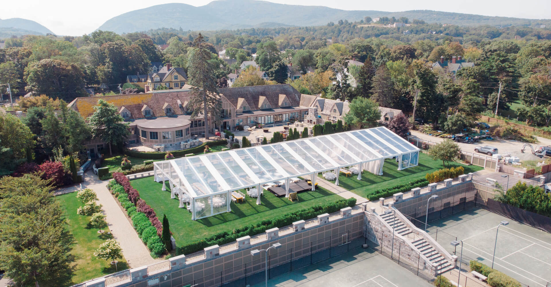 Aerial view of a wedding tent. Credit: Amanda Libby